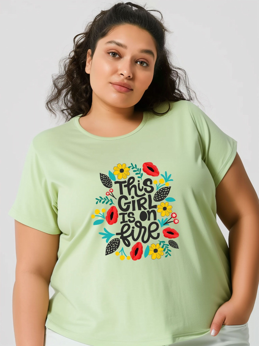 Toodle Plus Women Typography Printed Round Neck Cotton T-shirt