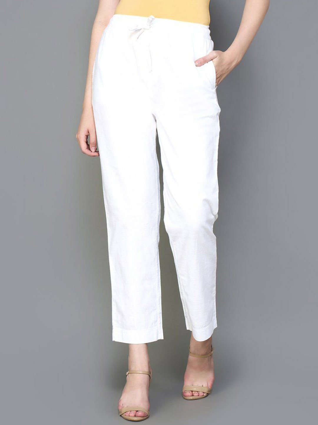 Xpose Women Relaxed Straight Leg Straight Fit High-Rise Easy Wash Trousers