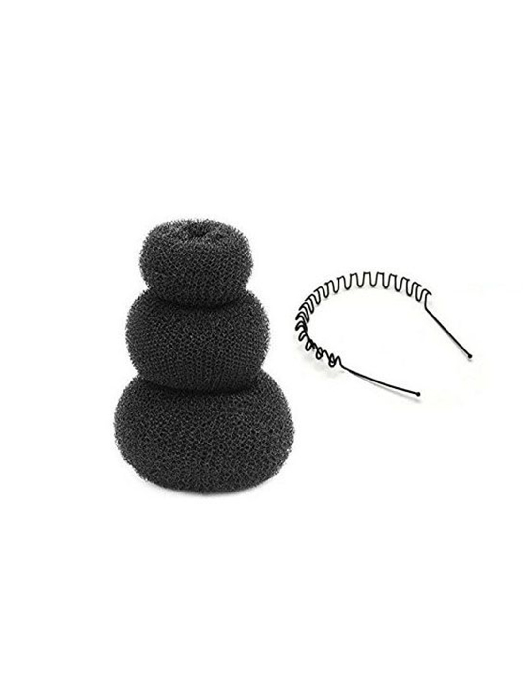 GADINFASHION Women Set of 3 Hair Donuts Or Bun Maker & 1 Zig Zag Hair Band