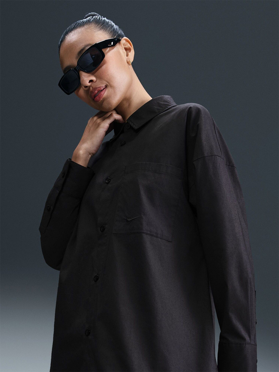 Nike Sportswear Women Solid Relaxed Oversized Casual Shirt