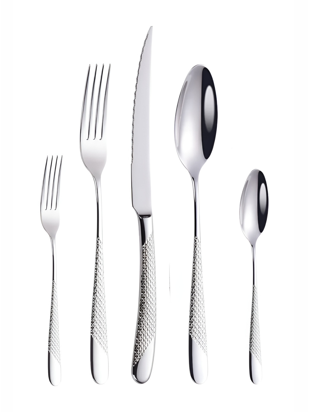 YELONA 5 Peice Stainless Steel Silver Cutlery Set