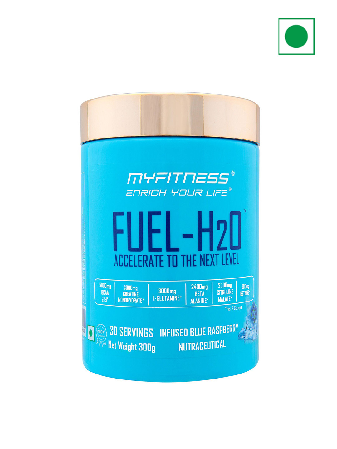 Myfitness Fuel H2O Non Caffeine Pre Workout Powder Infused Blue Raspberry 300g