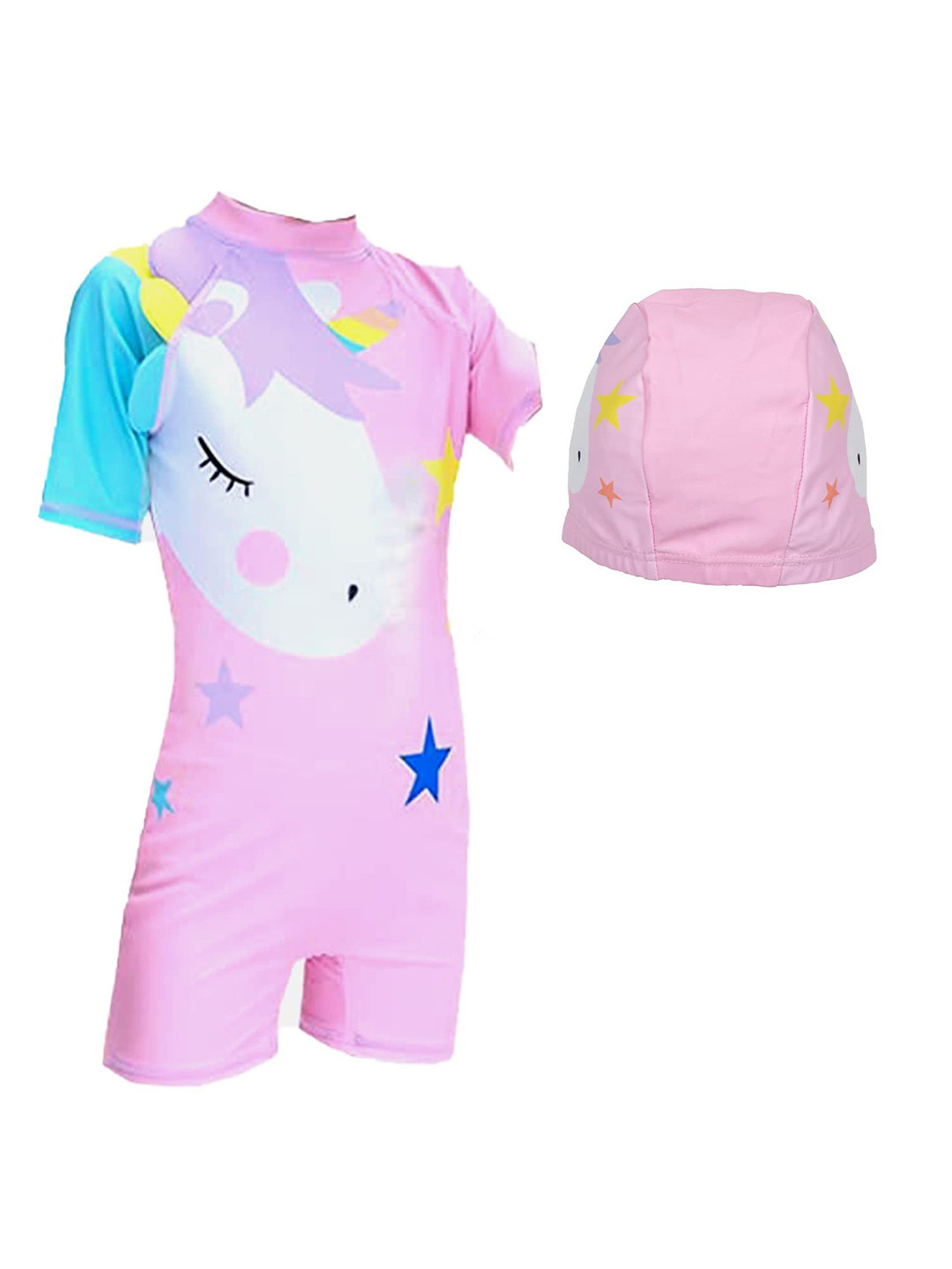 AIRAVAT Girls Unicorn Printed Round Neck Legsuit