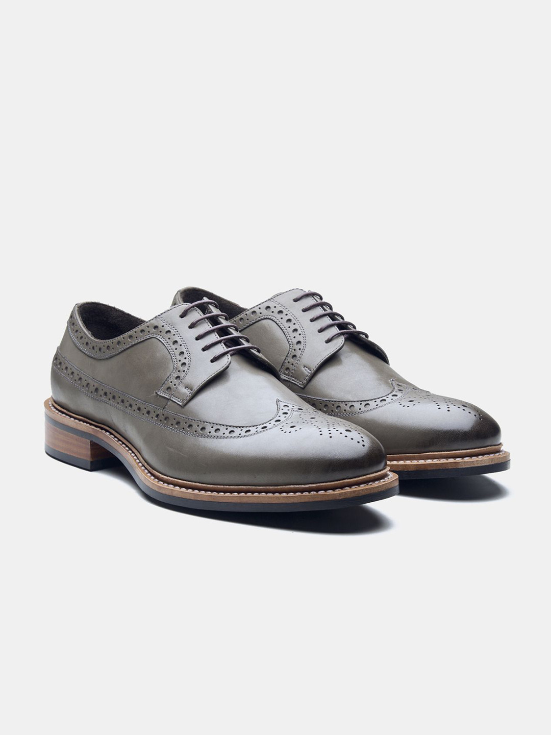 KOZASKO Goodyear Men Welted Grey Longwing Blucher