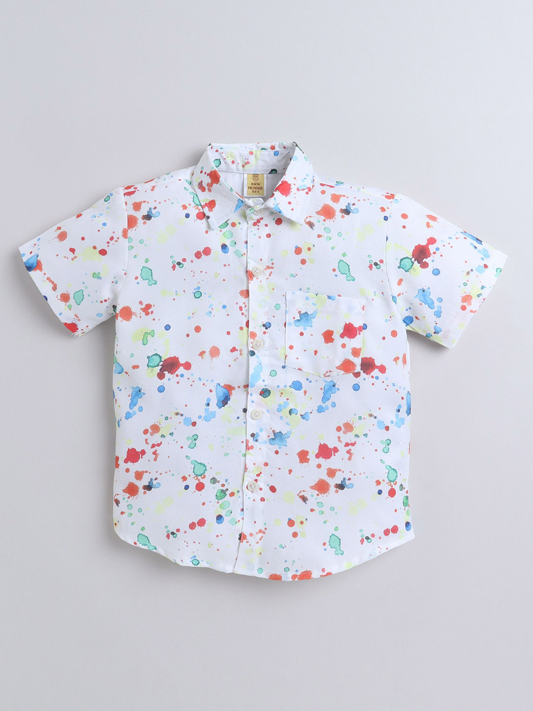 AWW HUNNIE Boys Comfort Fit Spread Collar Abstract Printed Cotton Casual Shirt
