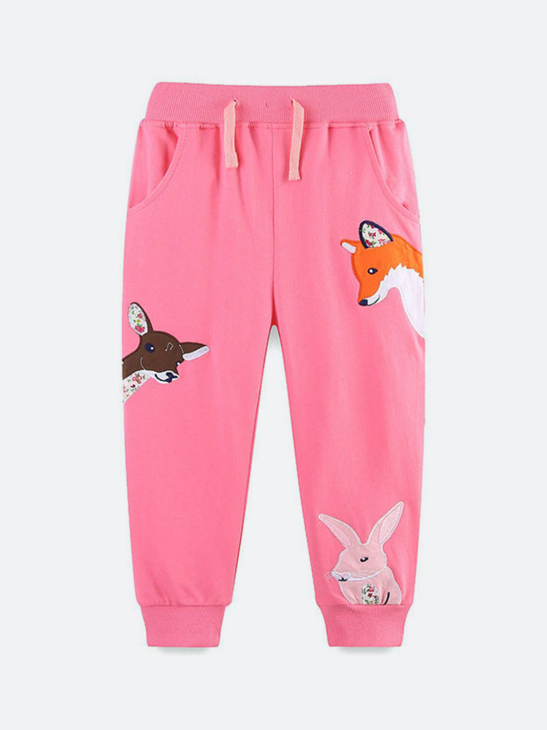 Oh Rare Girl Animal Patch Printed Cotton Mid-Rise Joggers