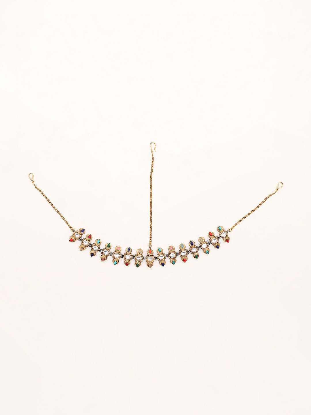 Exotic India Multicolor Stone-Studded Matha Patti In Alloy