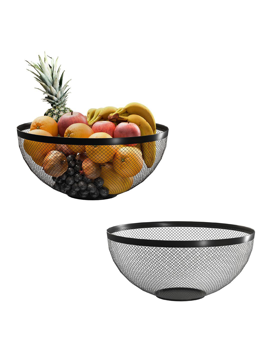 Kuber Industries Set of 2 Black Fruit and Vegetable Basket