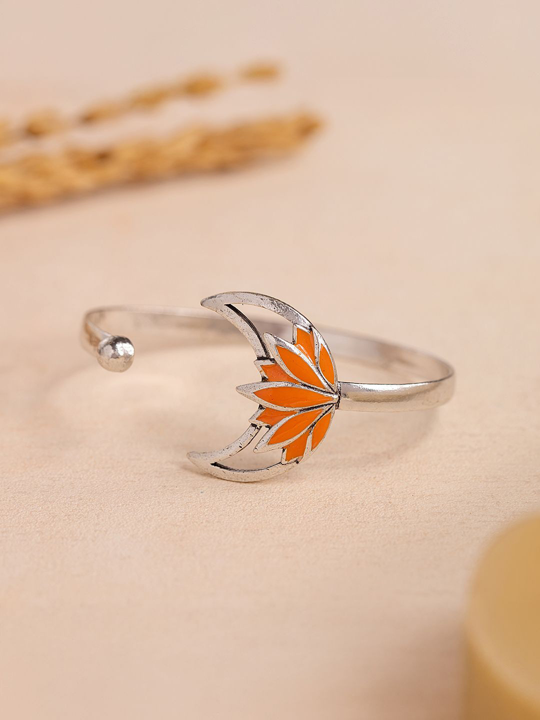 Boho Tribe Lotus Essence Oxidised Enamel Cuff Bracelet