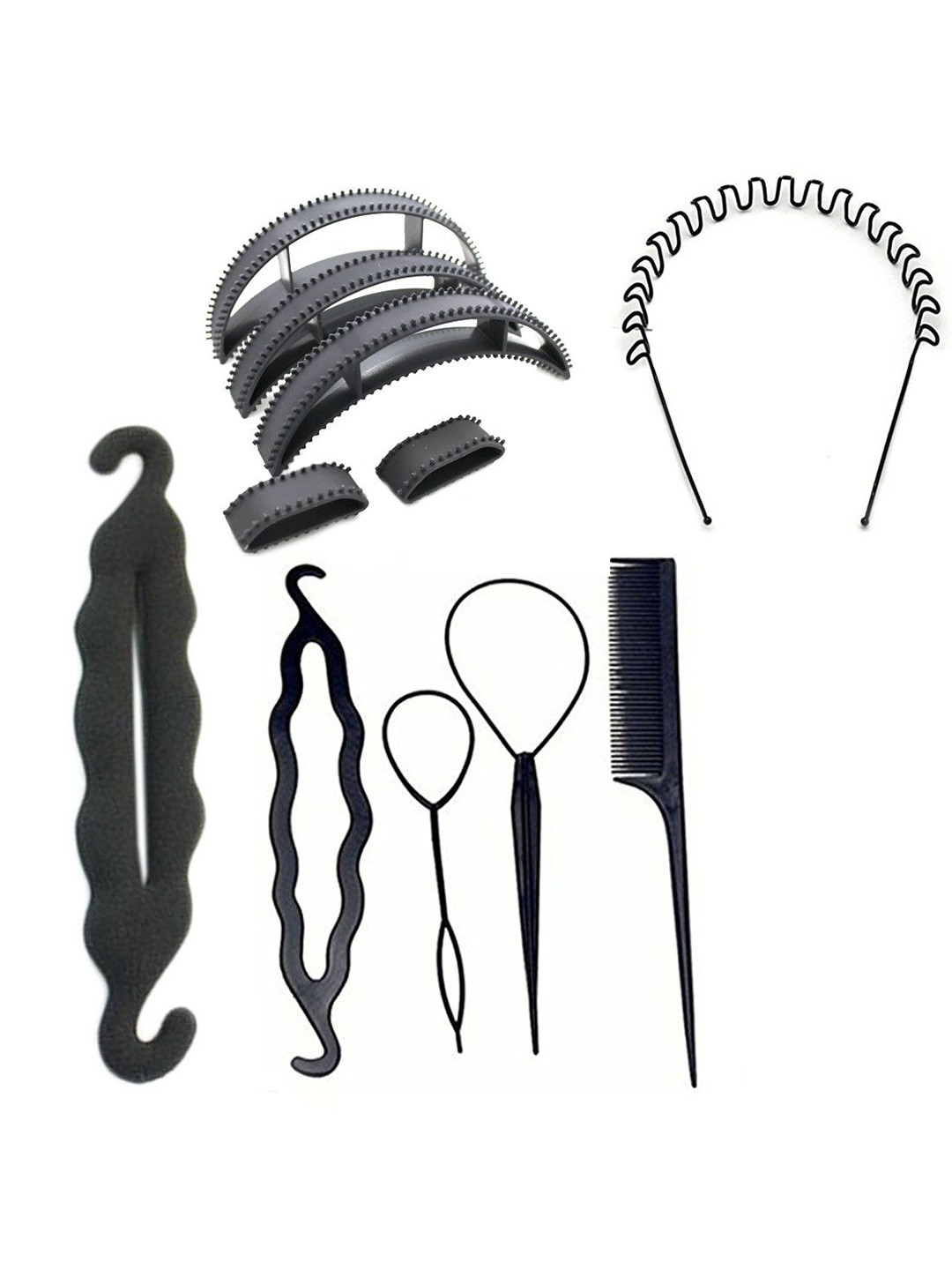 GADINFASHION Pack Of 11 Black Juda Makers Bun Maker Hair Puff Maker Head Band