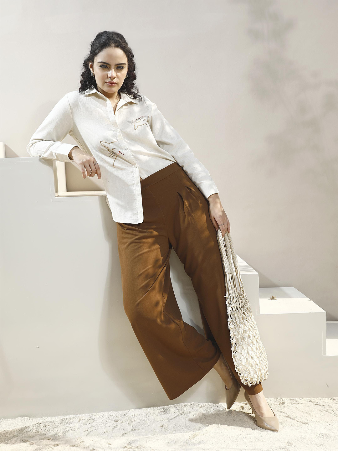 Boho By Athena Women Relaxed Fit Spread Collar Graphic Printed Cotton Casual Shirt