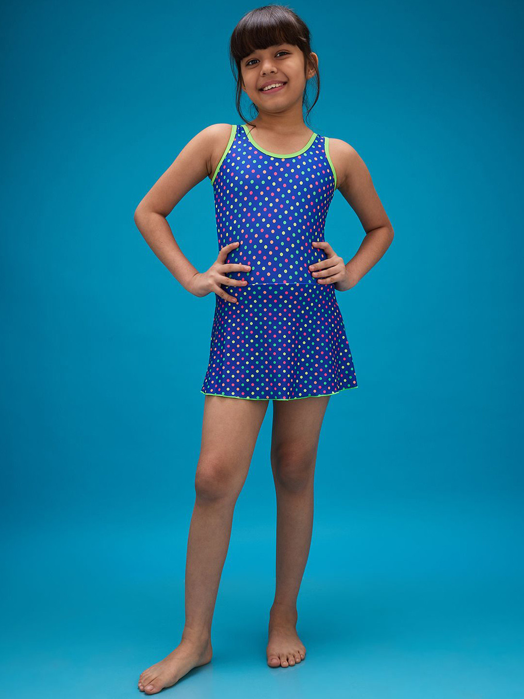 LYCOT Girls Printed Swimsuit With Attached Shorts
