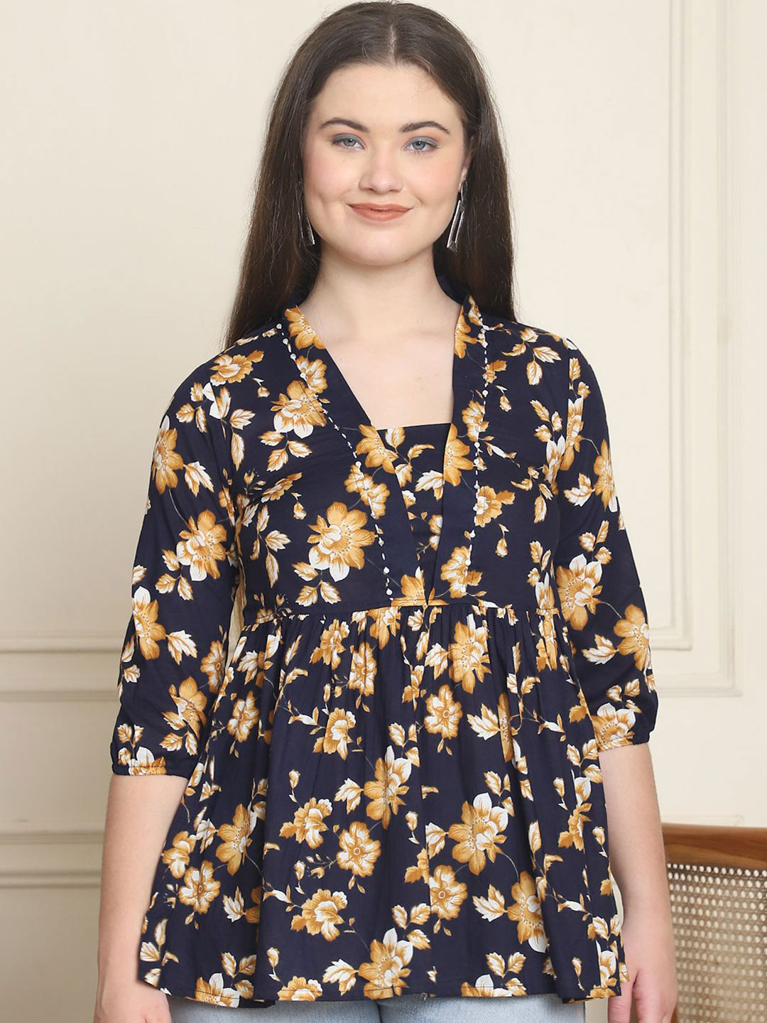 Frempy Floral Organic Cotton Empire Top