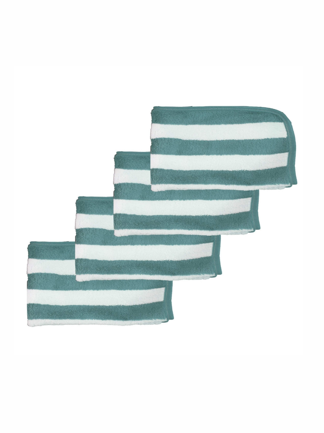 HOUSSE 4 Pieces Turquoise Blue & White Striped Microfibre 300 GSM Hand Towels