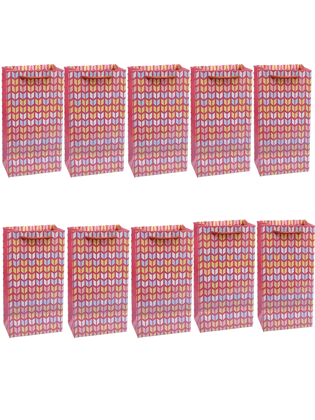 Archies Pink & Yellow Set Of 10 Printed Gifting Paper Bags