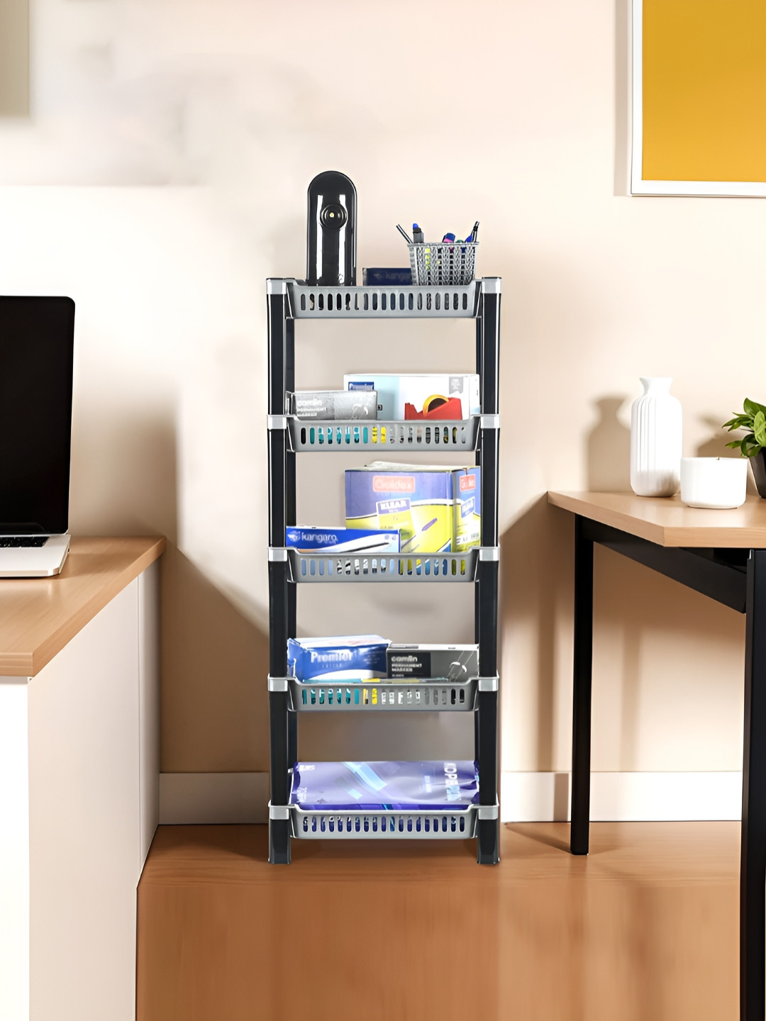 Myntra Elegant Homes Silver-Toned & Grey 5 Tier Water Resistant Multi-Utility Organiser