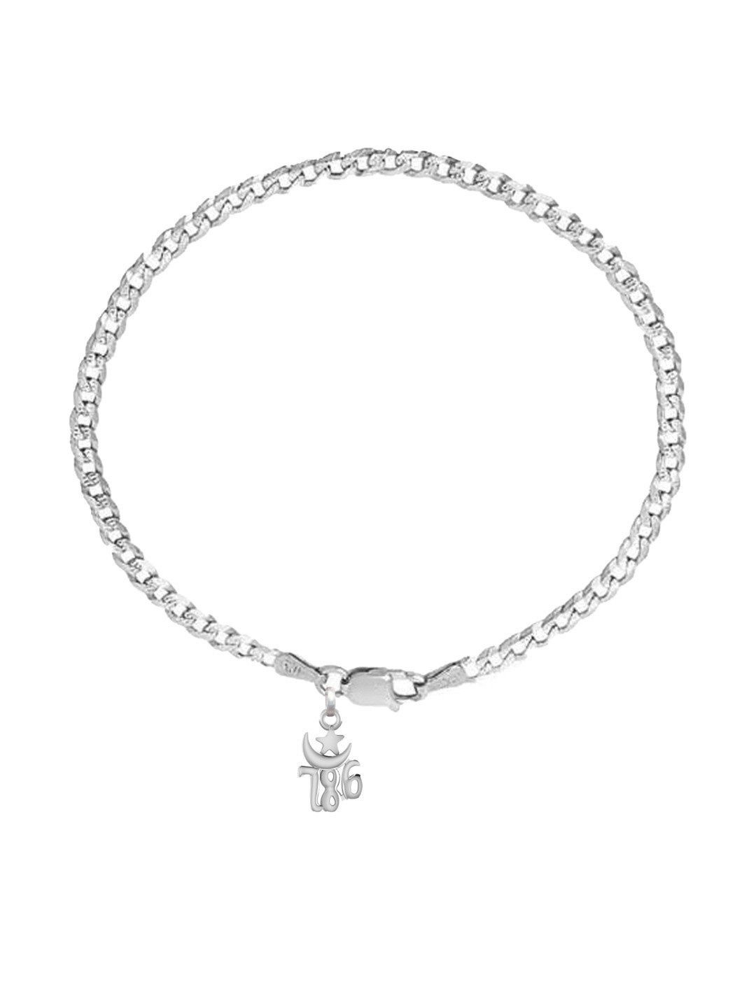 Metronaut Men 2 Sterling Silver Link Bracelet With 786 Symbol Pendant