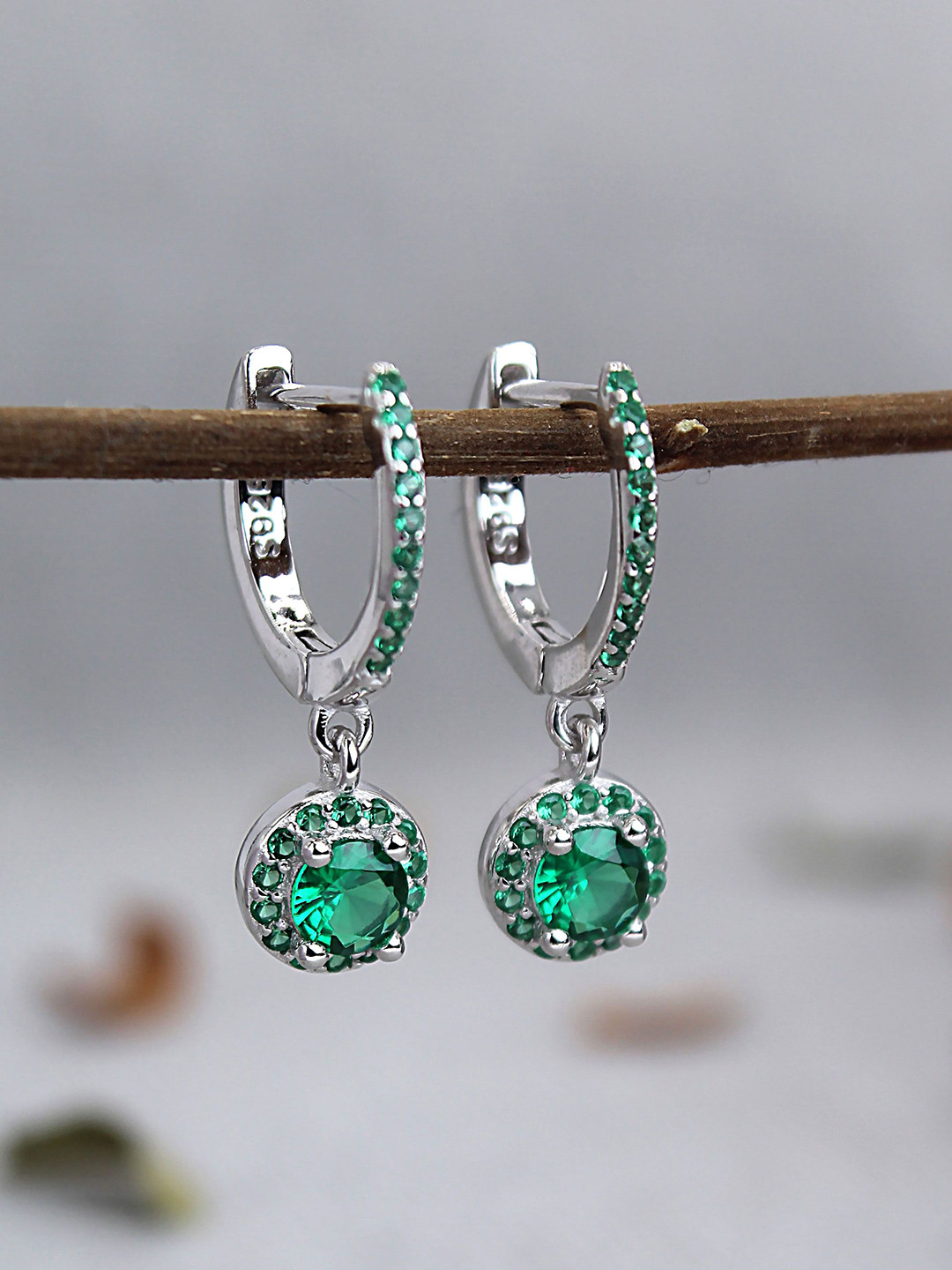 DEVASHREE Marquise 925 Sterling Silver Rhodium-Plated Cubic Zirconia Studded Drop Earrings