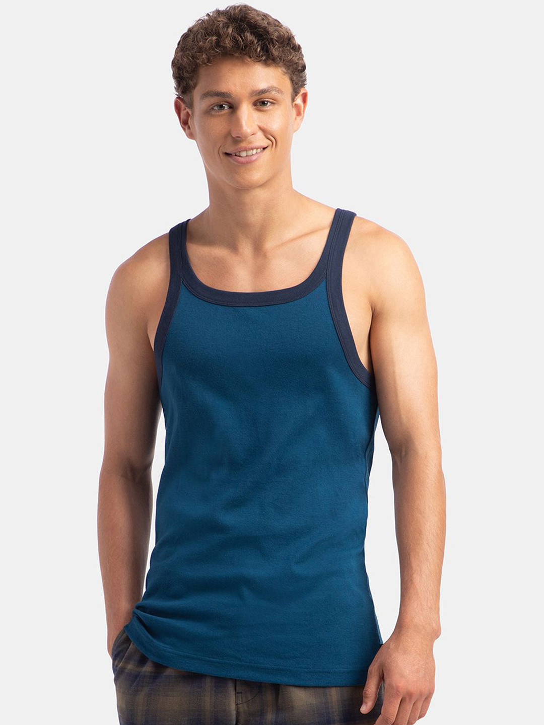 Jockey Super Combed Cotton Rib Square Neck Sleeveless Gym Vest-US27