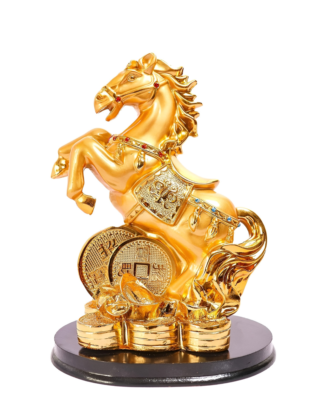 The Spiritual Living Horse Gold Polyresin Natural Living Room Medium Showpiece - 8 Inches