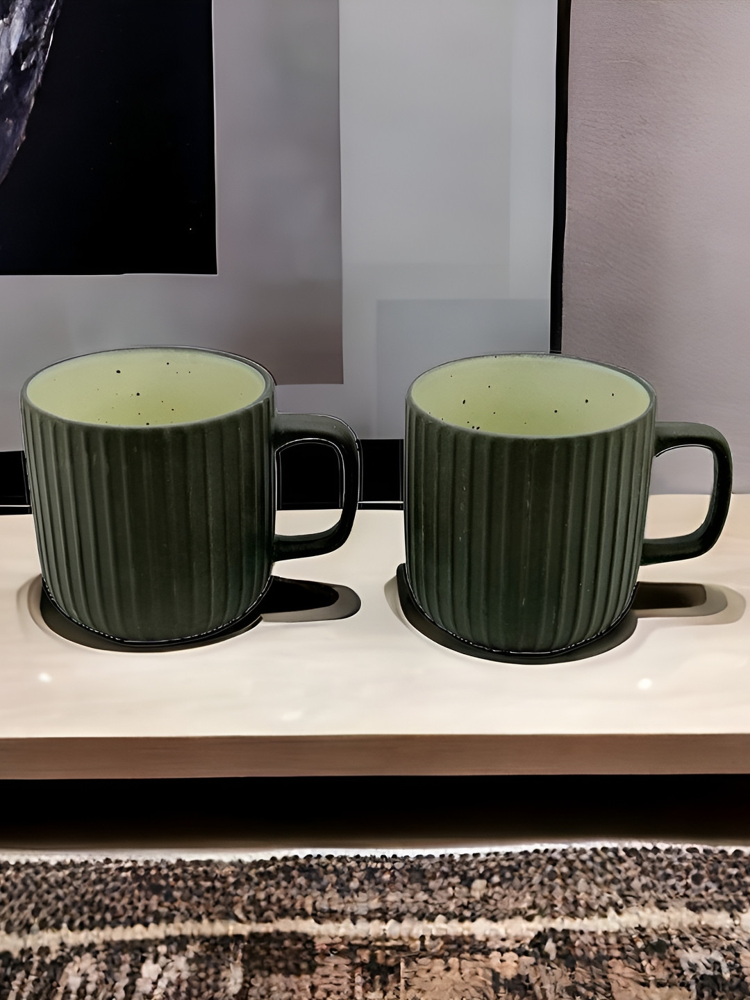 WAABI - SAABI Green Ceramic Microwave Safe 2 Piece Mugs-500ml