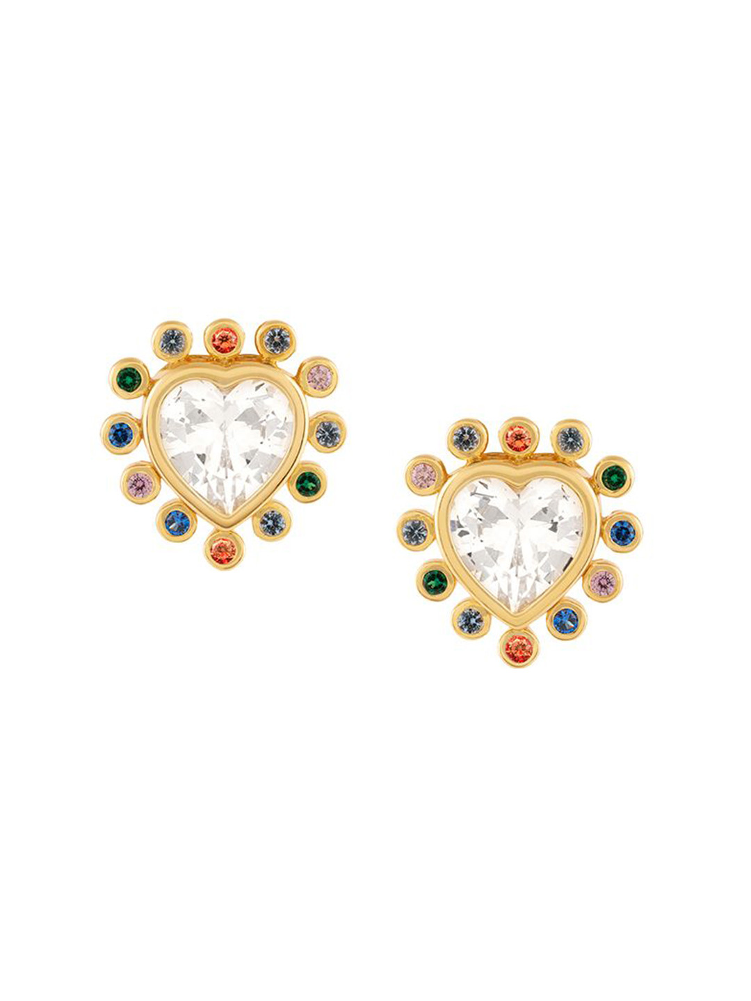 Isharya 18 Kt Gold-Plated Heart Shaped Cubic Zirconia Studs