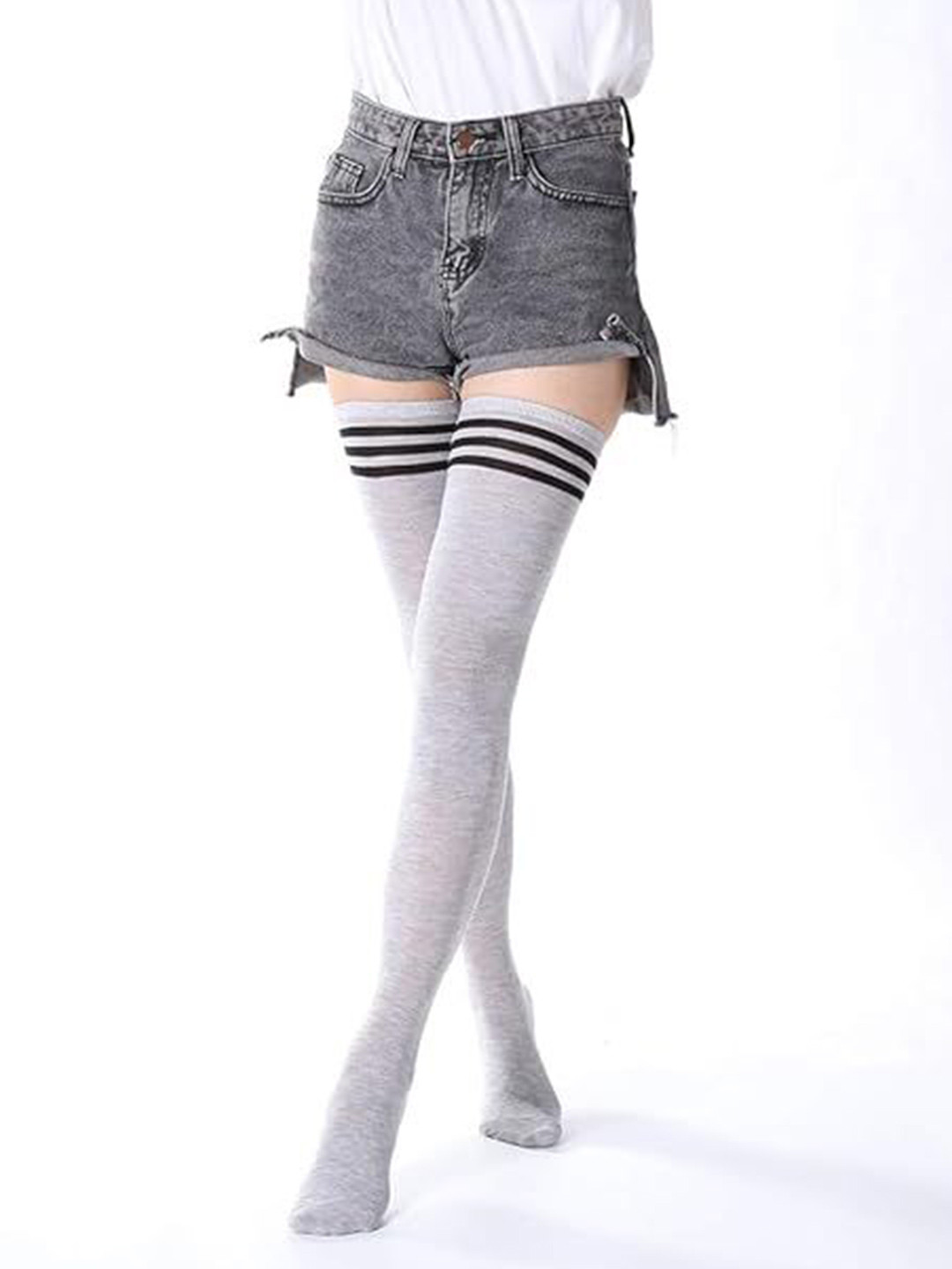 POLLOLOCO Women Striped Above Knee-Length Cotton Socks