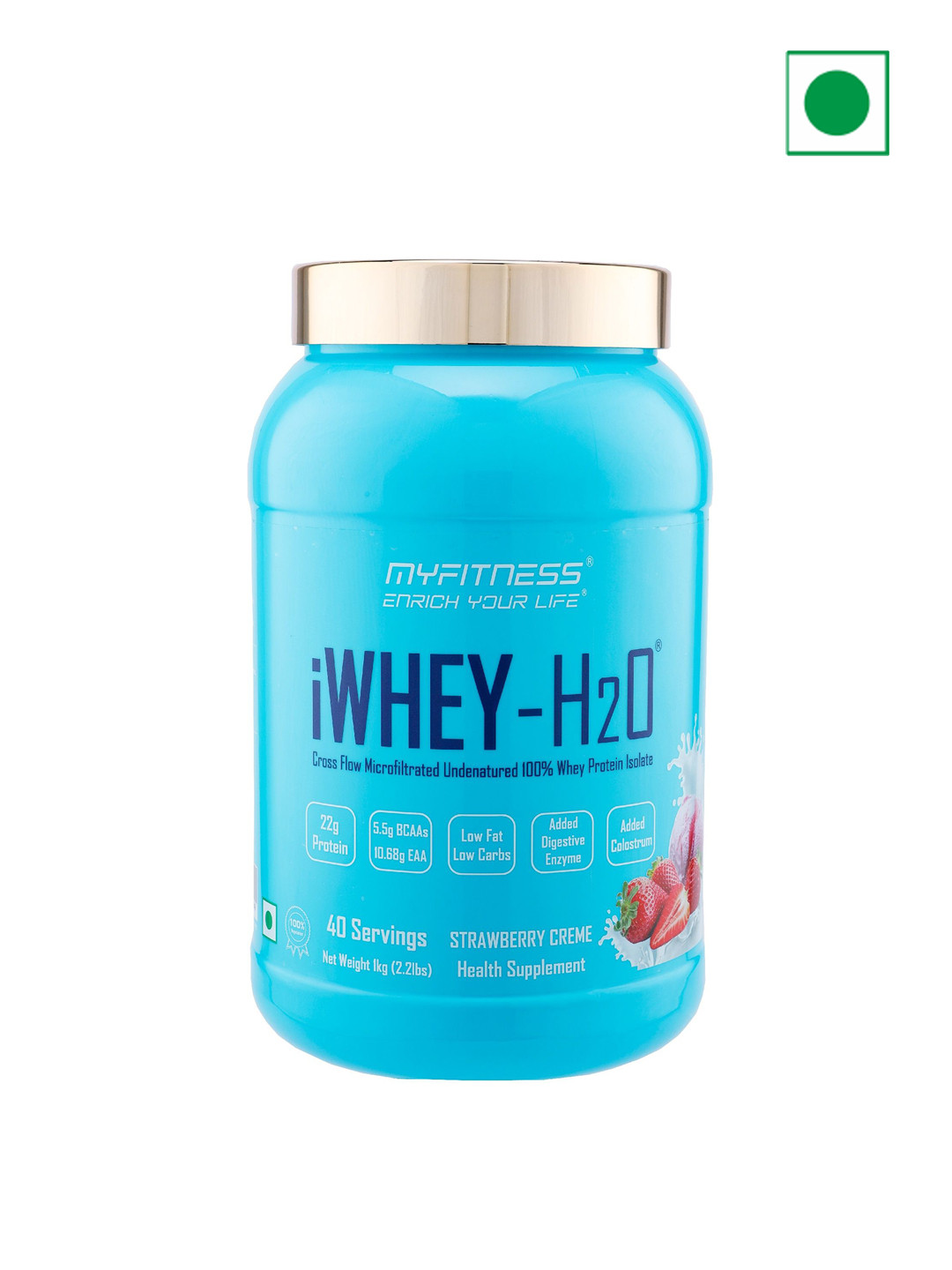 iWhey H2O Whey Protein Powder Strawberry Creme 1kg - 40 Servings