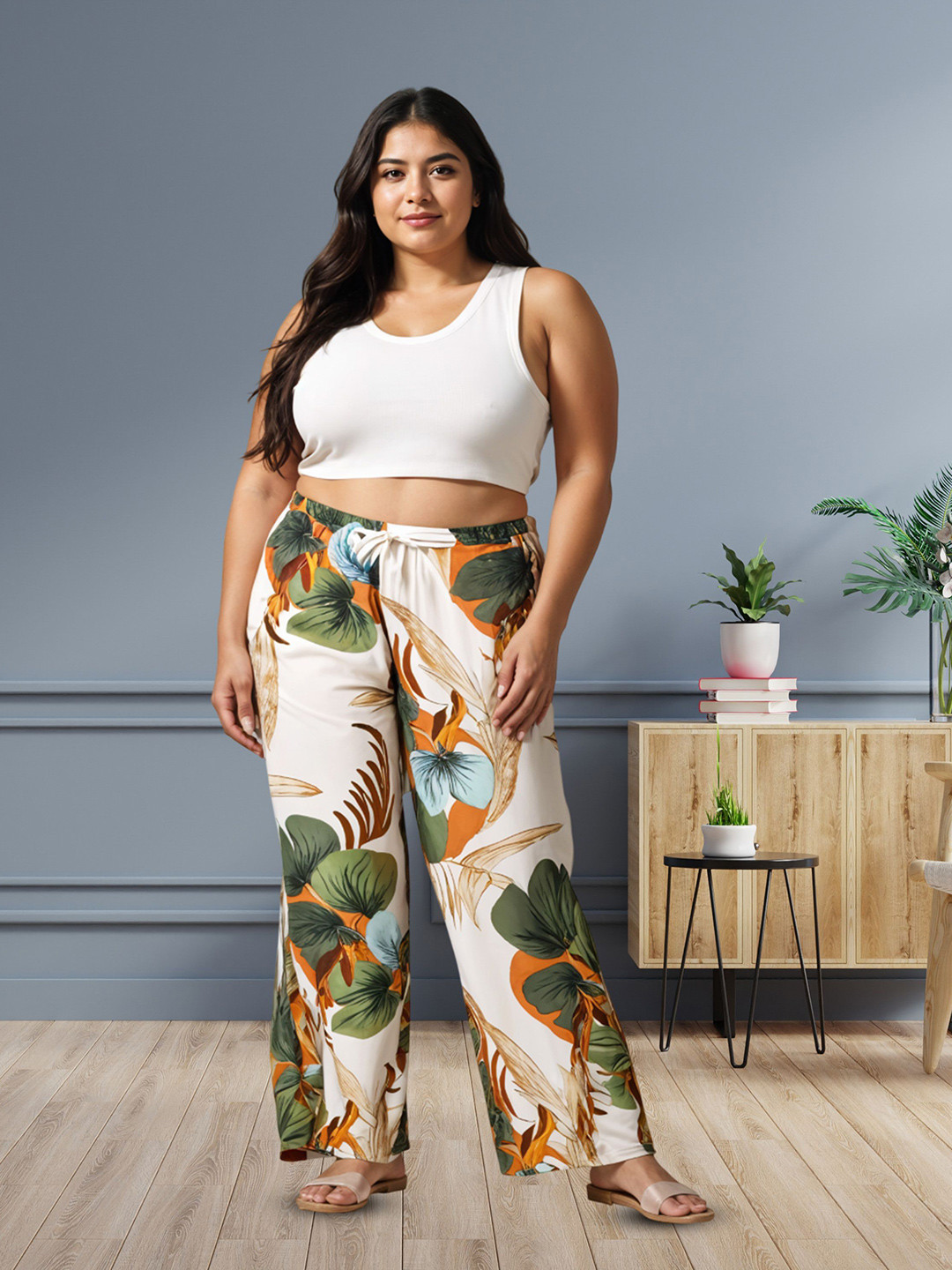 9shines Label Women Wide Leg Printed Palazzo