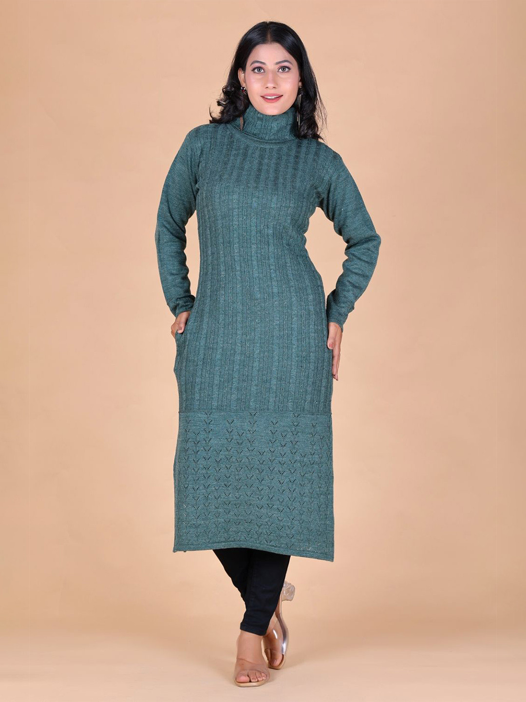 KNITZY Women Wool Straight Kurti