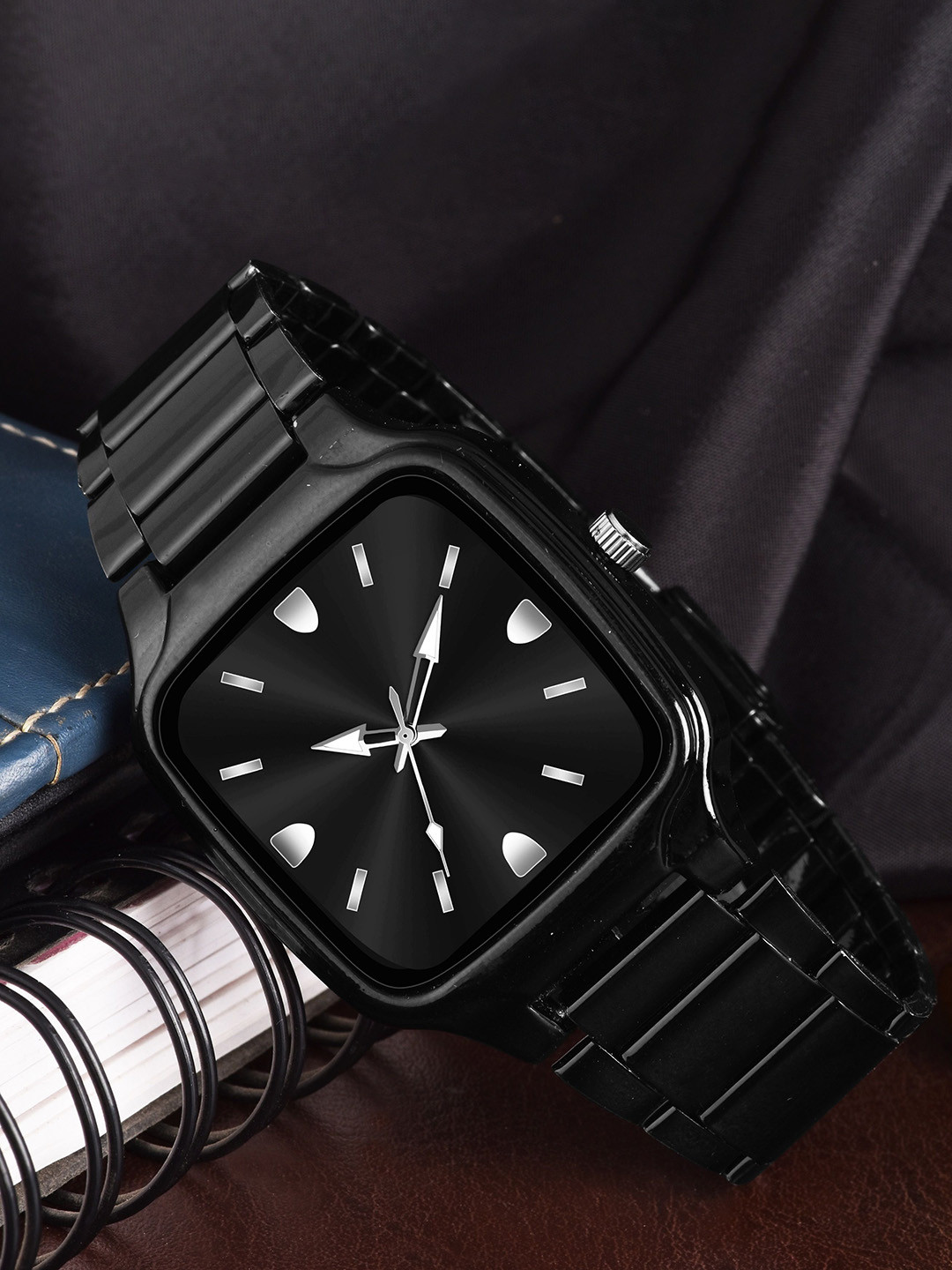 SZN Men Patterned Dial & Stainless Steel Straps Analogue Watch Thar BlackSZN