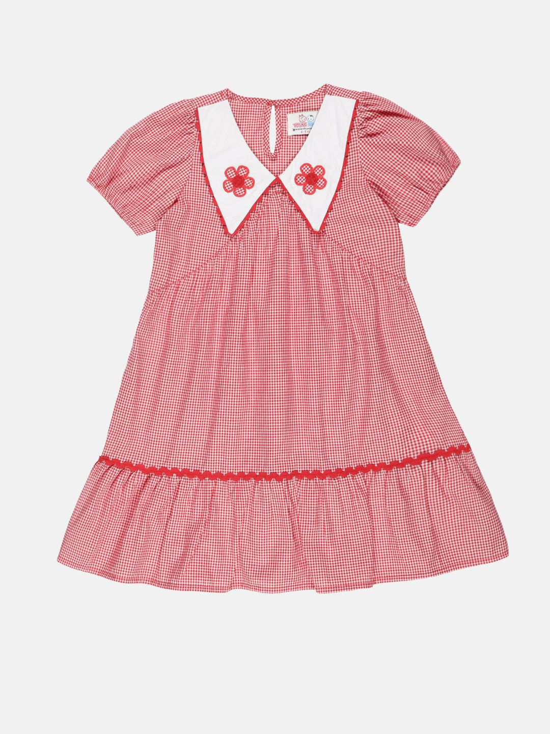 YOUNG BIRDS Girls Checked A-Line Dress