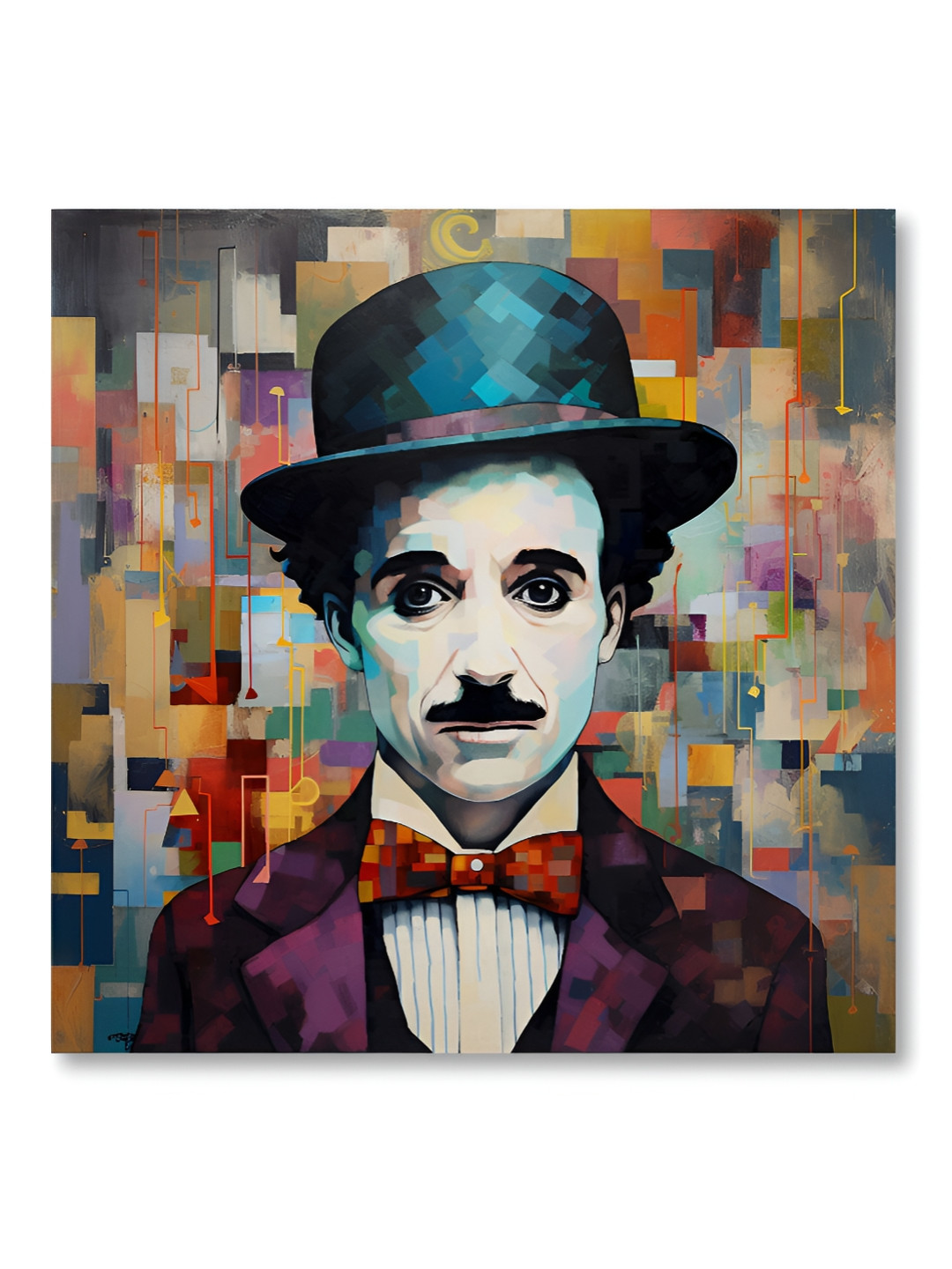 SAF Charlie Chaplin Canvas Wall Square Paintings Wall Art - 30x30In