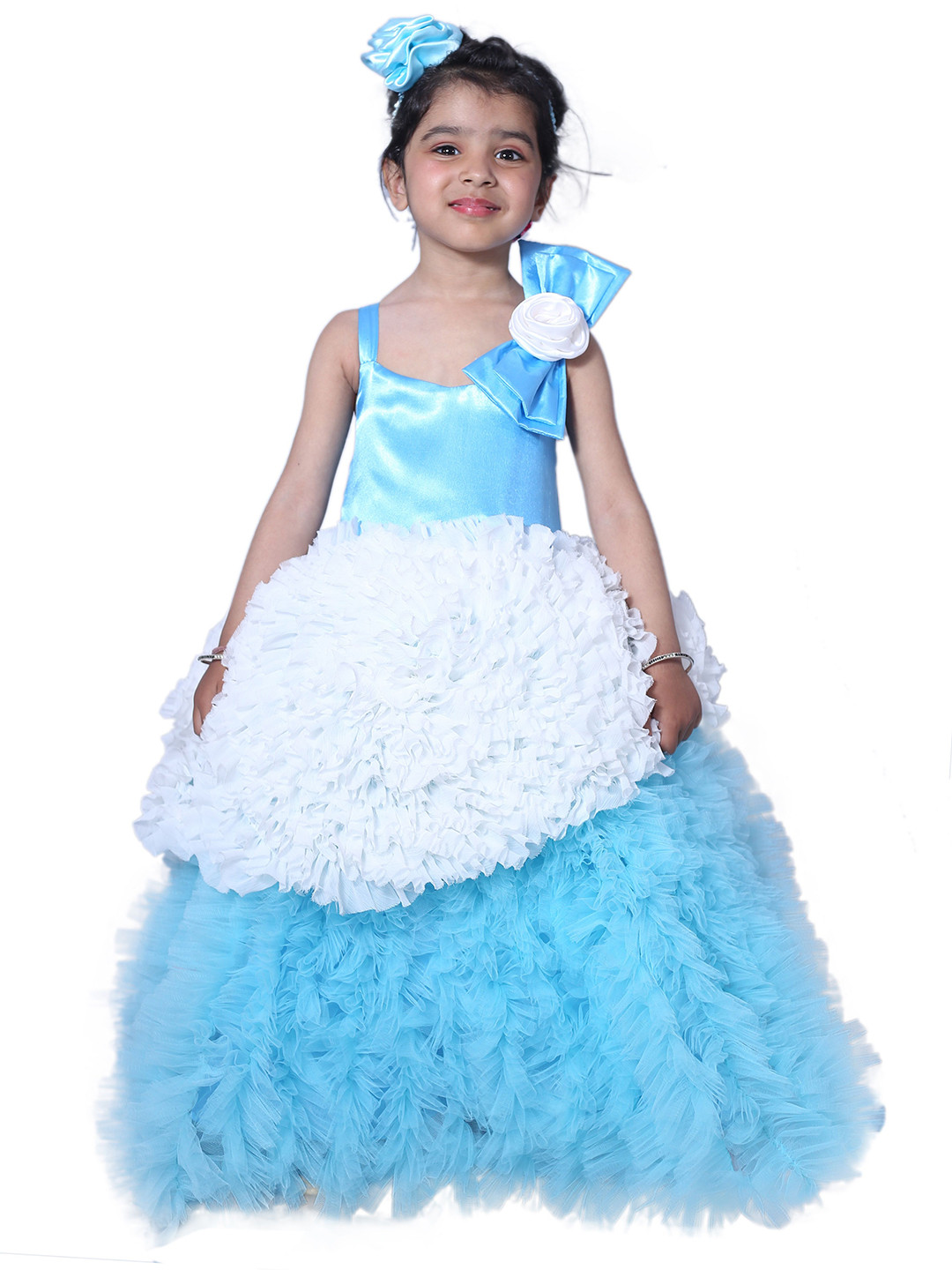 Wow Princess Girls Shoulder Straps Neck Fit & Flare Dress