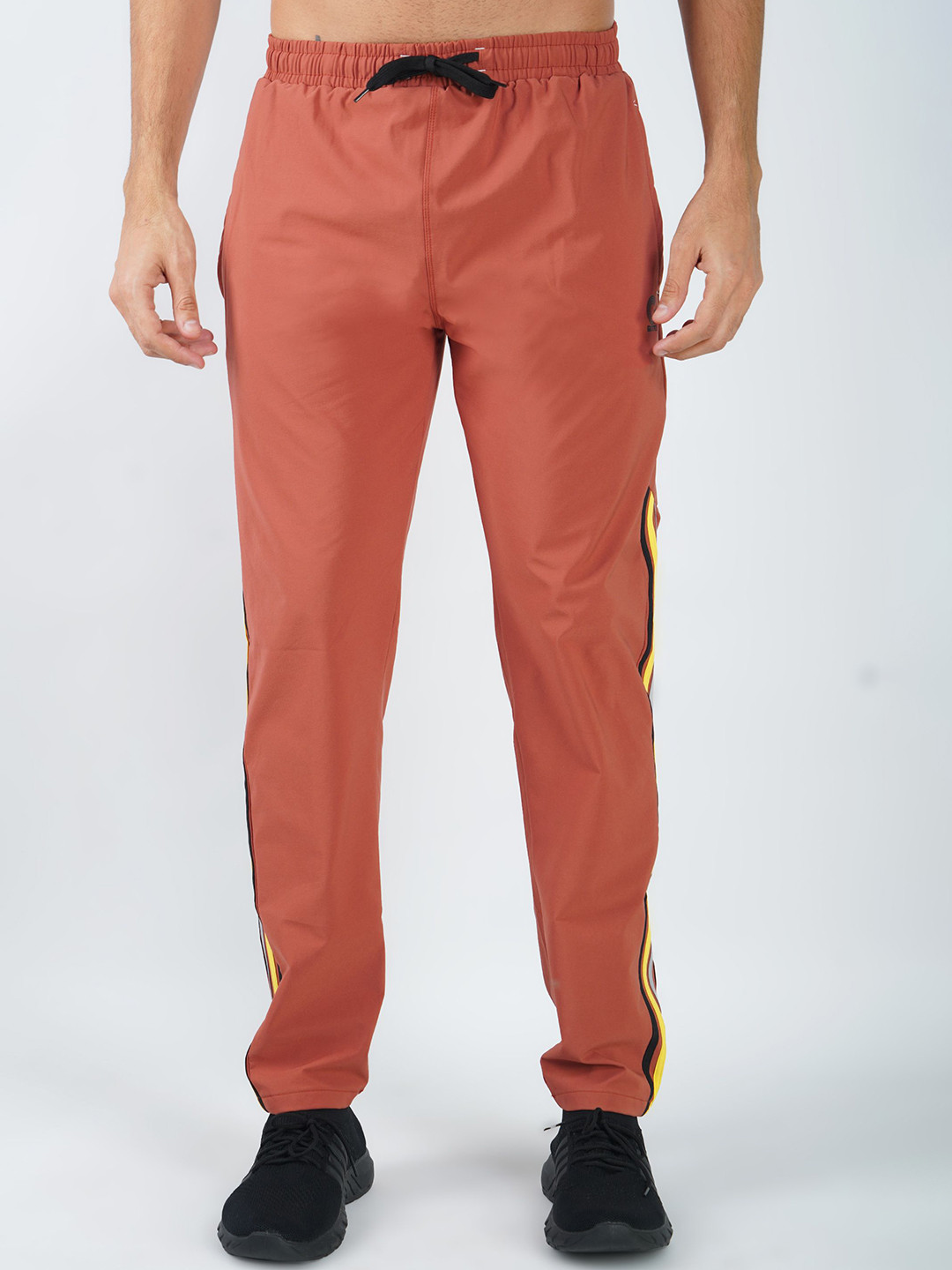 GOTO Men Side Stripes Mid-Rise Dry Fit Regular Fit Track Pants