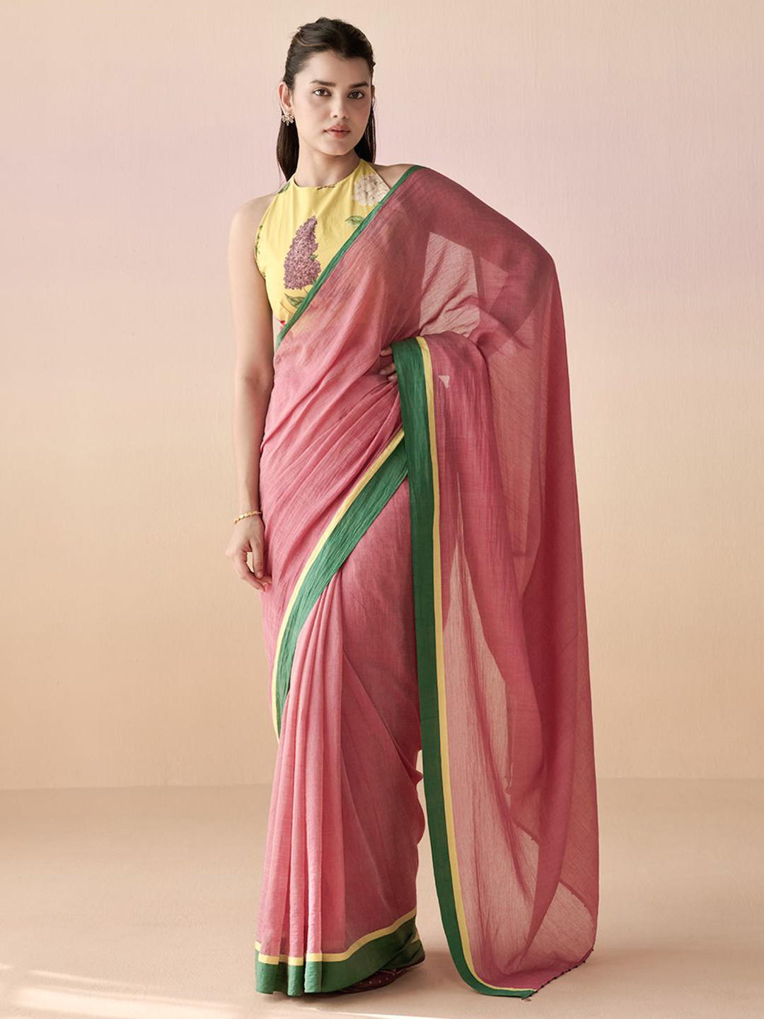 Dressfolk Rangini Solid Pure Cotton Saree