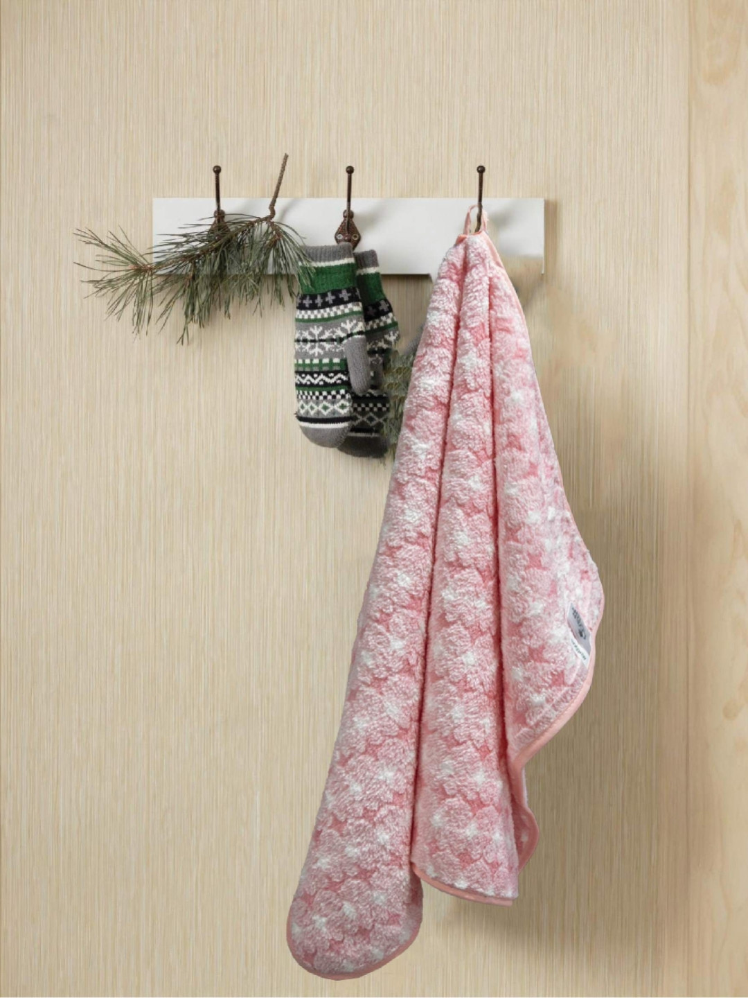 HOUSSE Pink & White Double Diamond Pattern Hand Towel