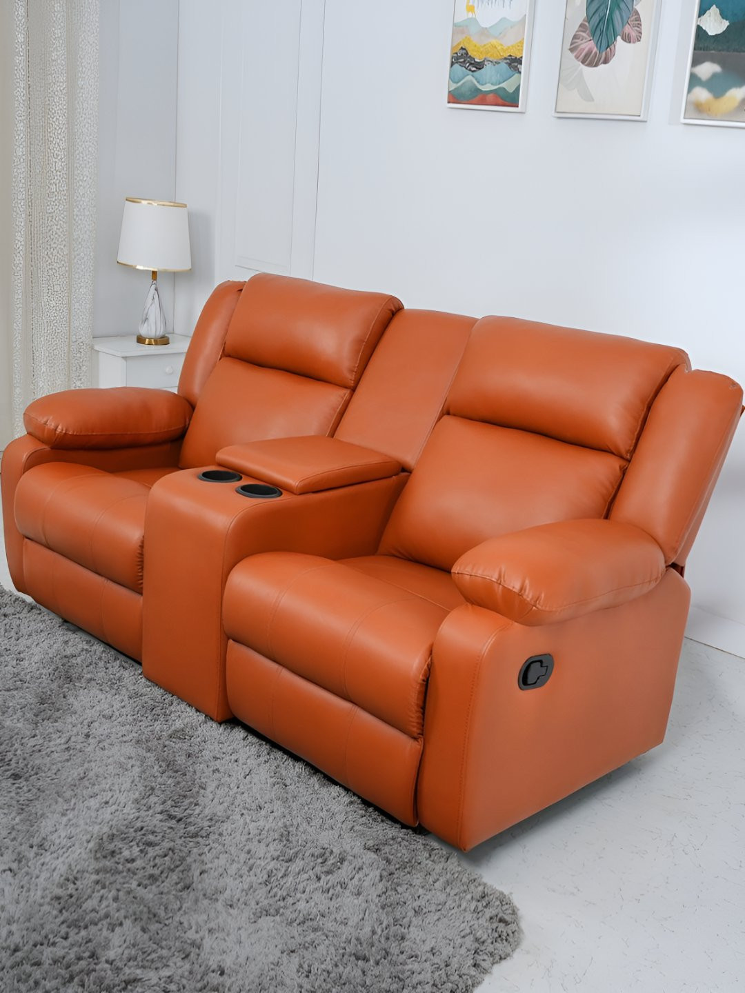 SOLIS Royale - The Desired Comfort Brown Leatherette Two Seater Manual Recliner