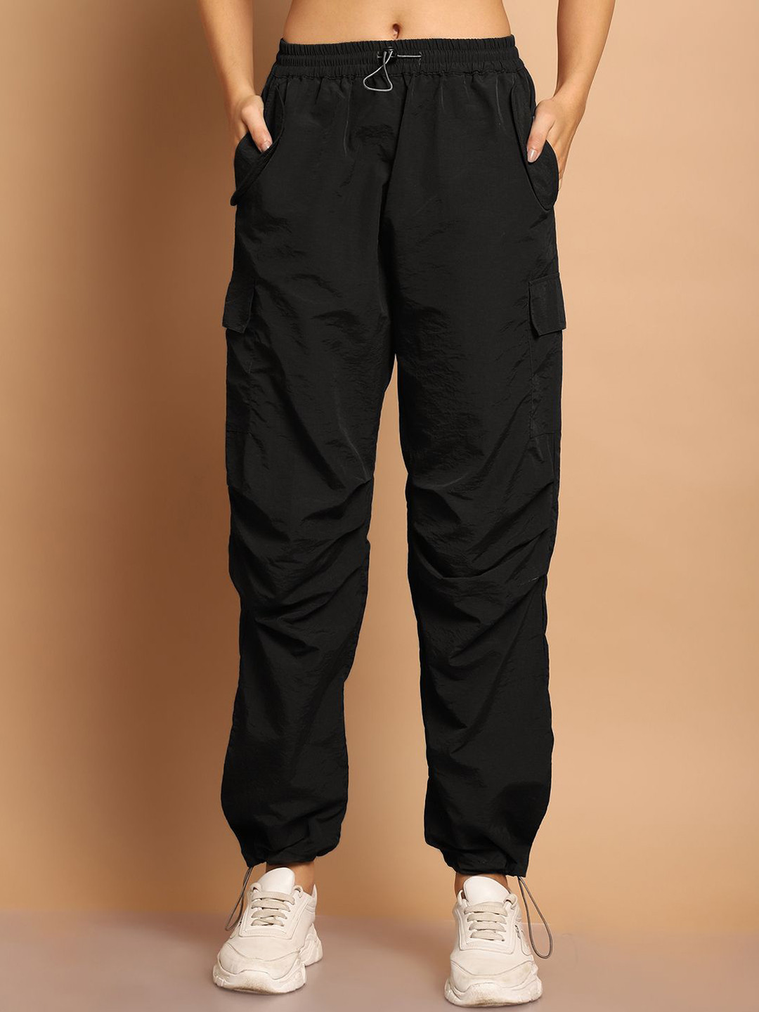 JAKANARY Women Relaxed Easy Wash Loose Fit Parachute Trousers