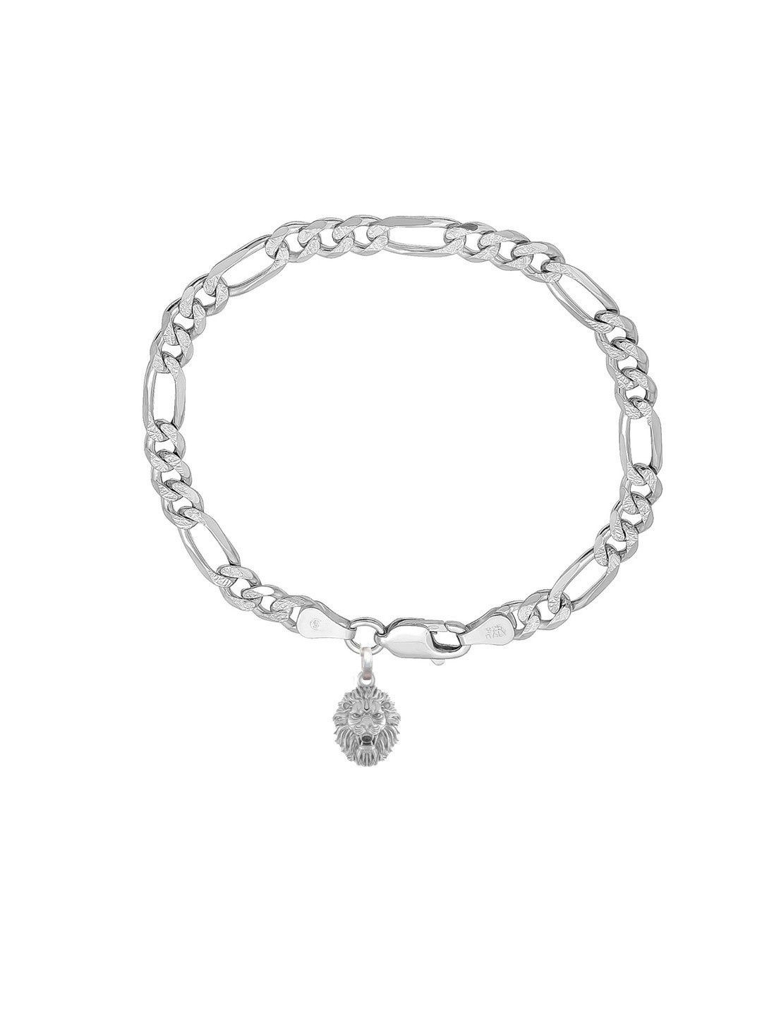 Metronaut Men 925 Sterling Silver Link Bracelet With God Narsimha Pendant