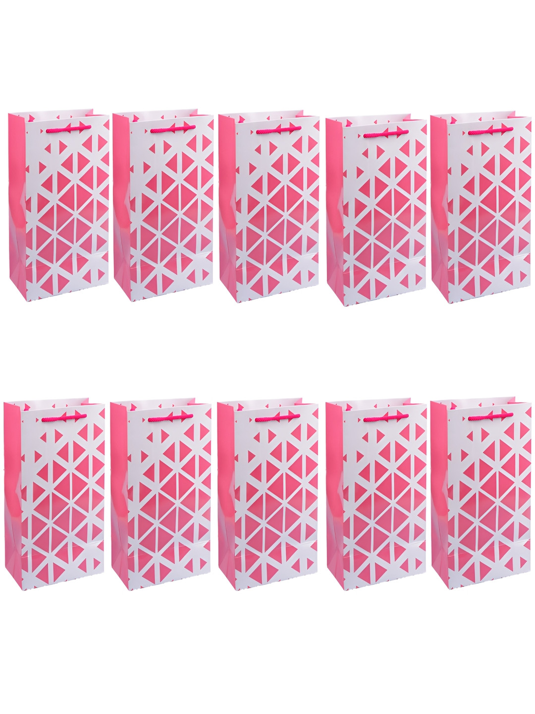 Archies Pink & White 10 Pieces Printed Gifting Paper Bags