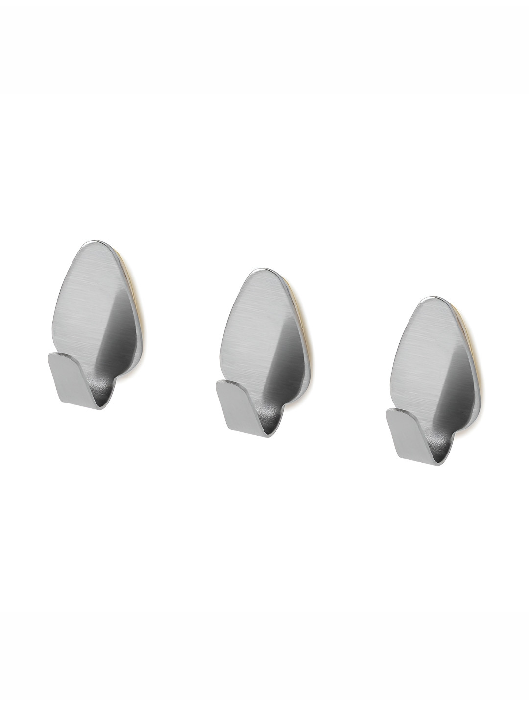 Fackelmann 3 Pc Silver Stainless Steel Moisture Resistant Double Sided Wall Adhesive Hooks
