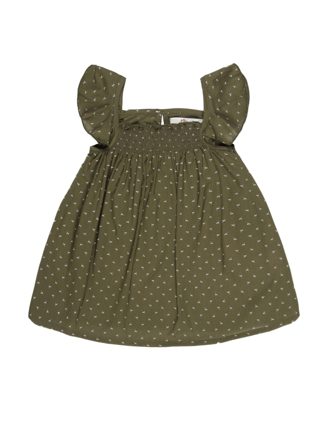 YOUNG BIRDS Girls Polka Dot Print A-Line Mini Cotton Dress