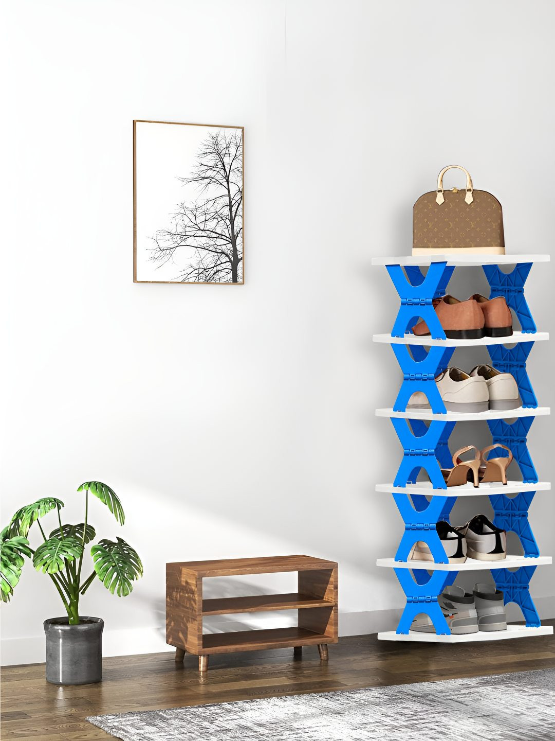 Urban Choice Blue & White 5-Tier Shoe Rack