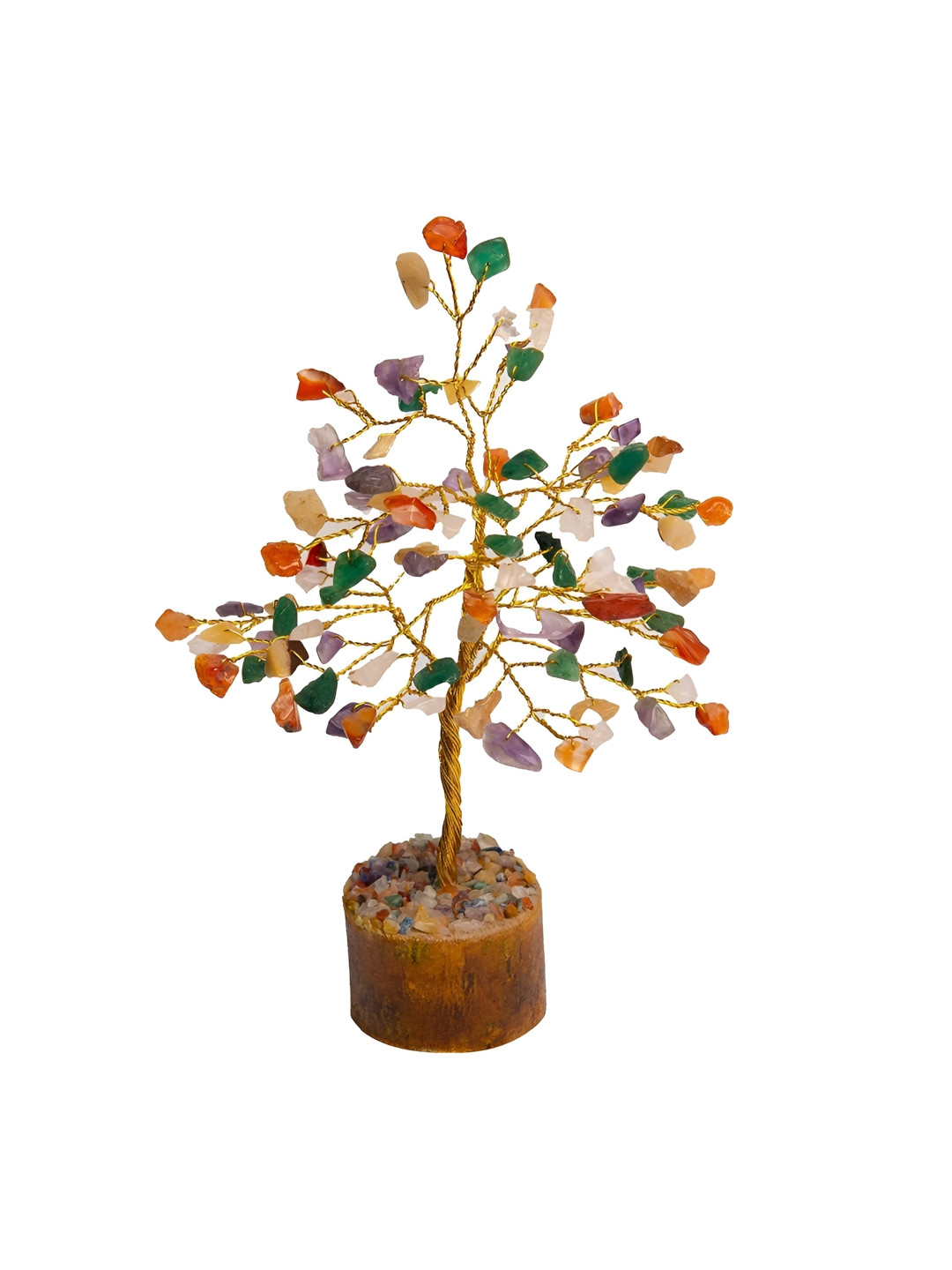 SANKALAN CREATIONS Navratan Evil Eye Tree Brown Crystal Matte Study Room Medium Showpiece - 7 Inches