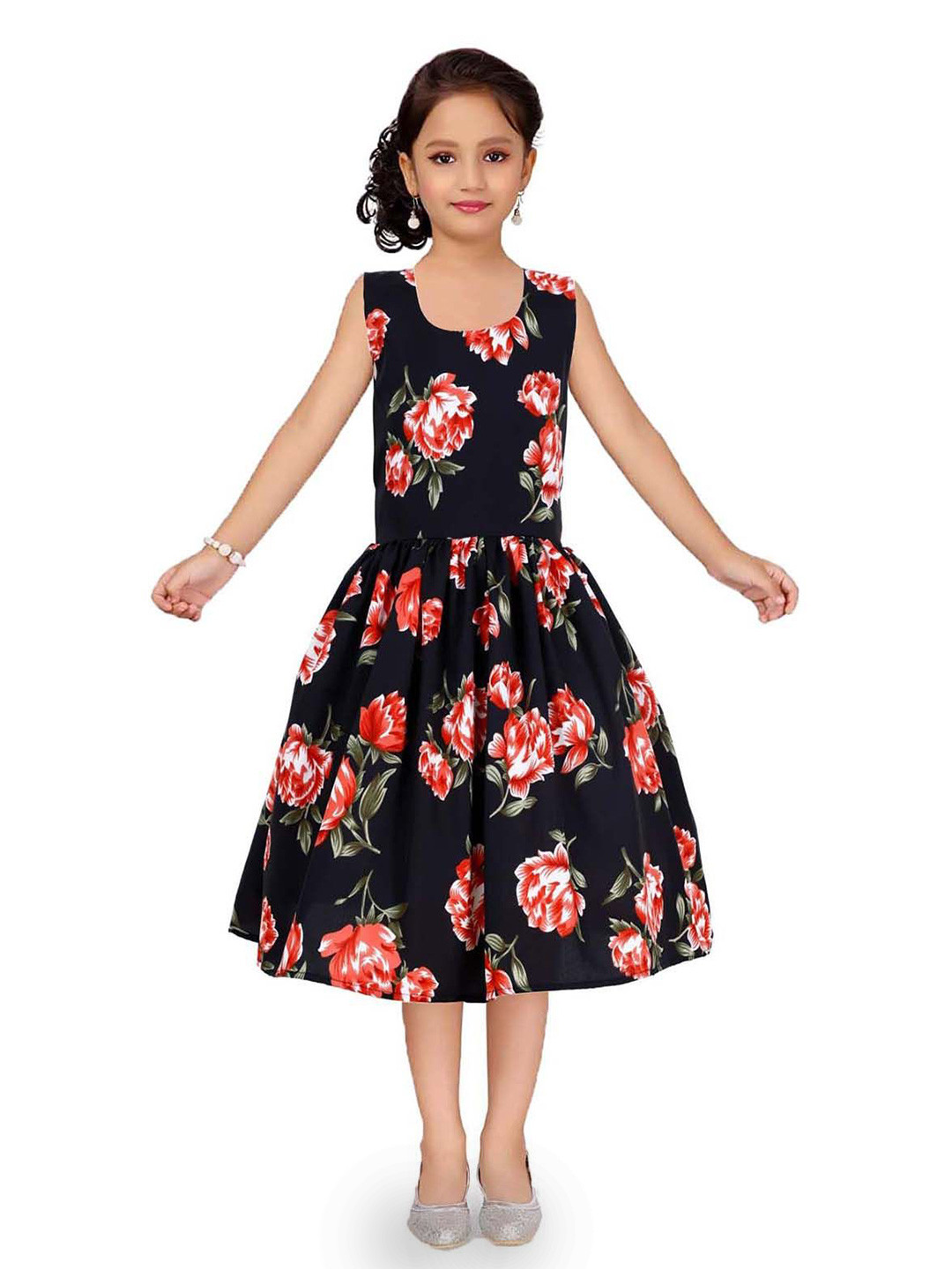 Wow Princess Floral Print Crepe A-Line Dress