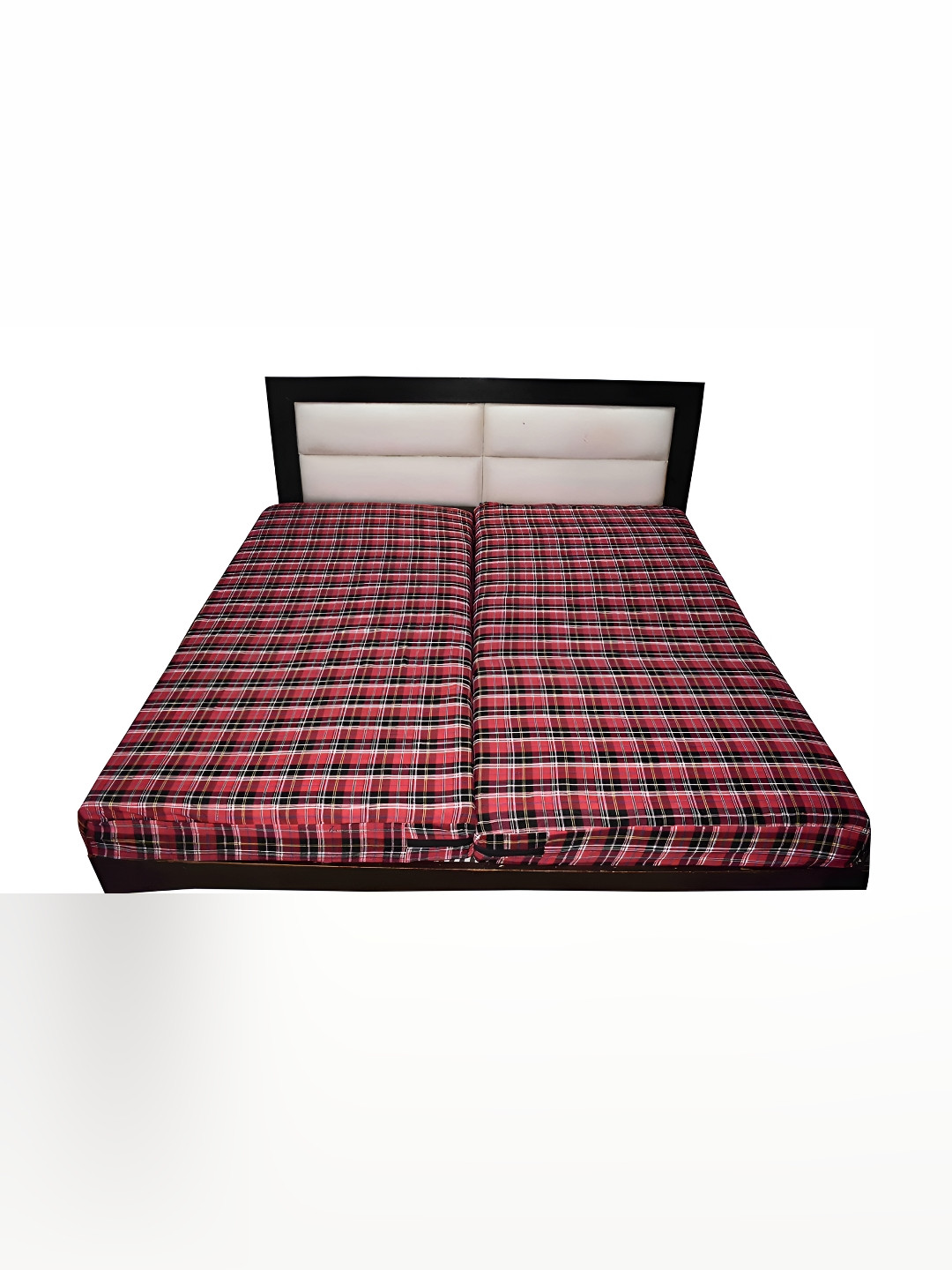 CASA-NEST Red & Brown Checked Cotton Dust Mite Barrier Mattress Protector