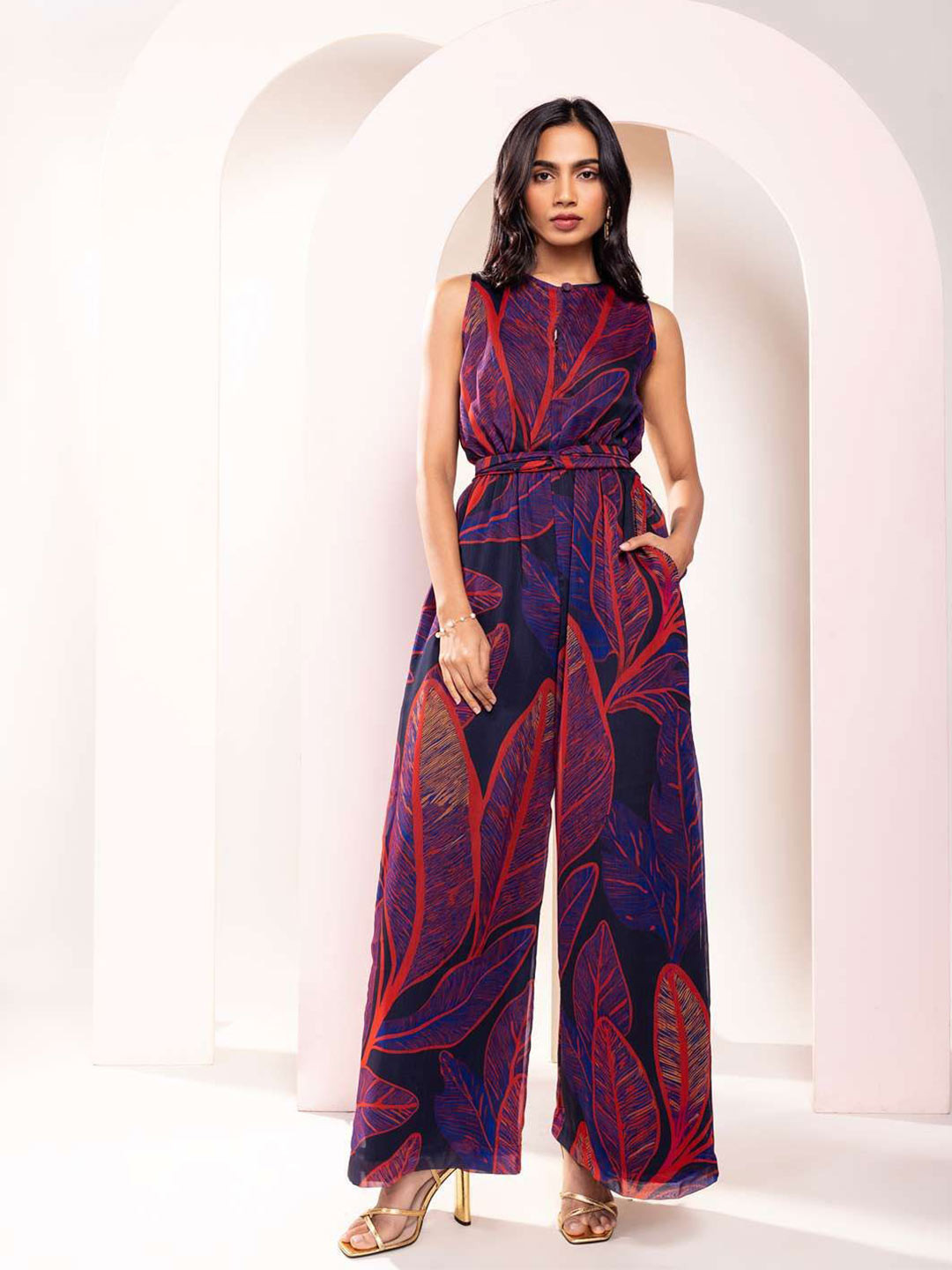 POPPI Women Foliage Printed Jumpsuit