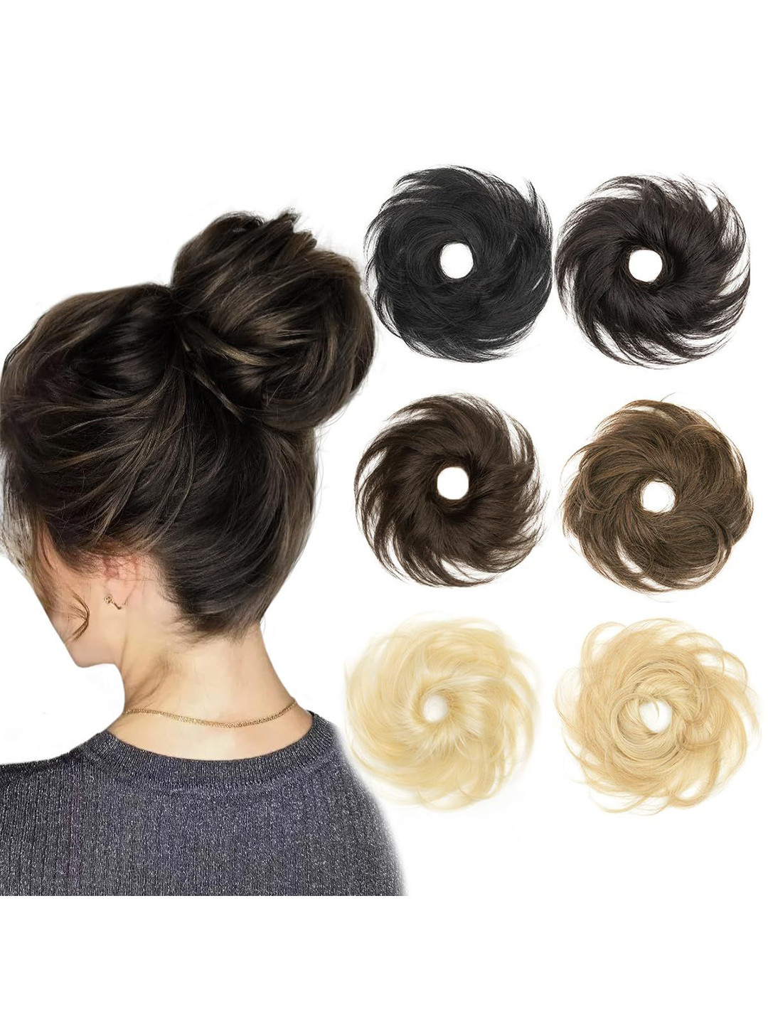 RITZKART Women Messy Human Hair Rubber Bun