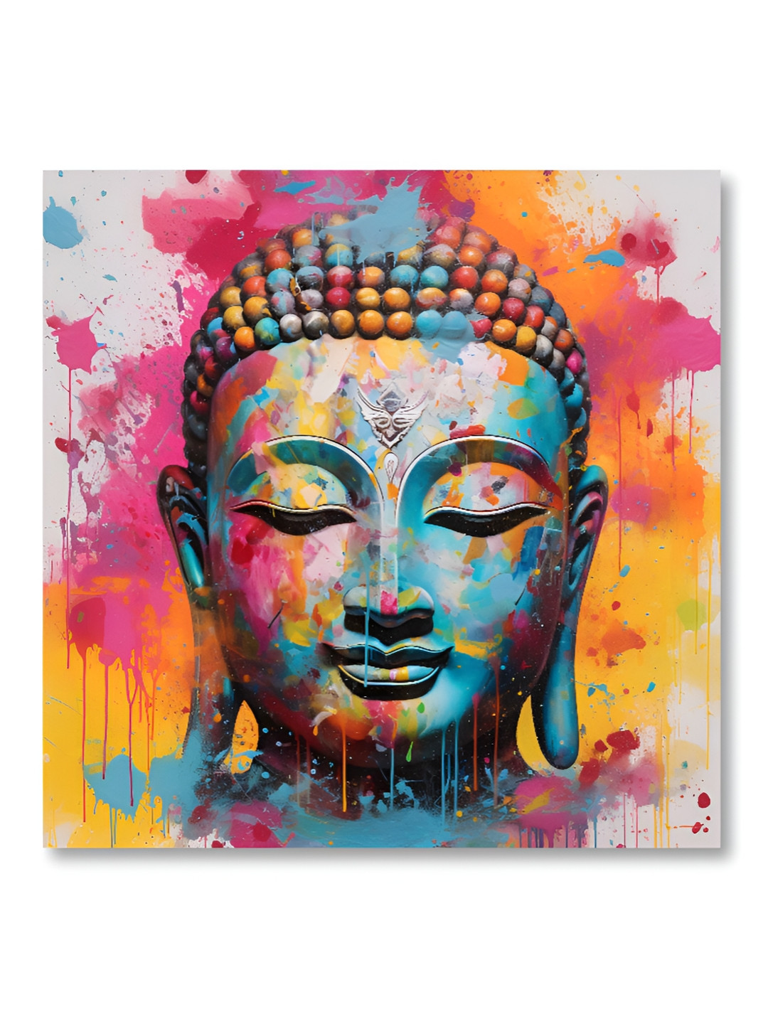 Aura Blue & Pink  Buddha Printed Canvas Wall Painting